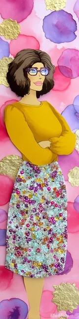 Free teacher bookmark featuring a standing teacher with crossed arms